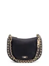 Michael Kors Kendall Leather Shoulder Bag With Frontal Monogram In Black