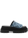 Michael Kors Kendra Empire Diamond Jacquard Denim Slide Sandal In Schwarz