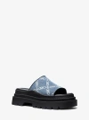 Michael Kors Kendra Empire Diamond Jacquard Denim Slide Sandal In Blue