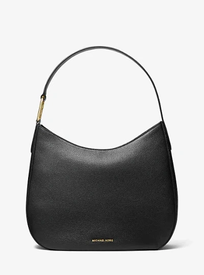Michael Kors Kensington Large Pebbled Leather Hobo Shoulder Bag In Black