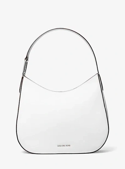 Michael Kors Kensington Large Pebbled Leather Hobo Shoulder Bag In White