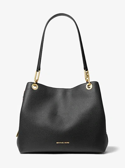Michael Kors Kensington Large Pebbled Leather Tote Bag In Black