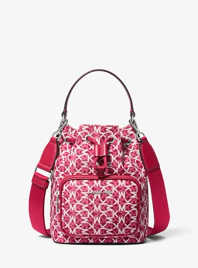 Michael Kors Khai Small Signature Logo Bucket Bag In Red