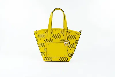 Michael Kors Kimber Small Daffodil Leather 2-in-1 Zip Tote Messenger Bag Purse In Yellow