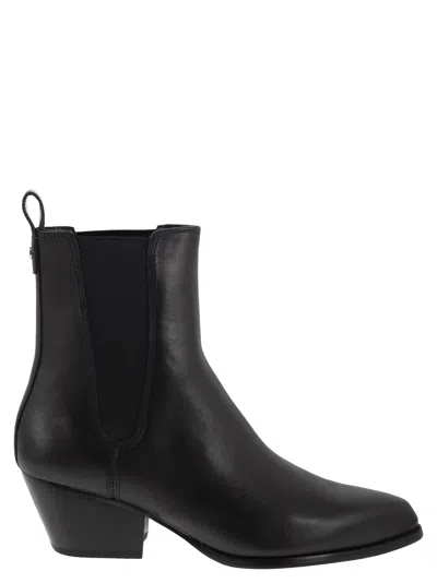 MICHAEL KORS KINLEE LEATHER AND STRETCH KNIT ANKLE BOOT