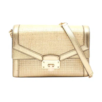 Michael Kors Kinsley Md Leather Shoulder Bag In Gold
