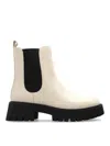 Michael Kors Leather Ankle Boot In Beige