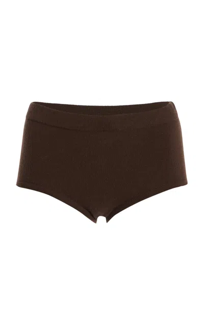 Michael Kors Knit Cashmere-blend Brief Shorts In Brown