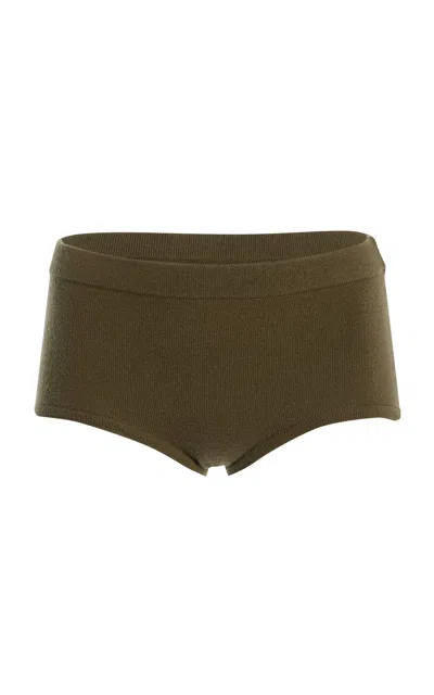 Michael Kors Knit Cashmere-blend Brief Shorts In Green