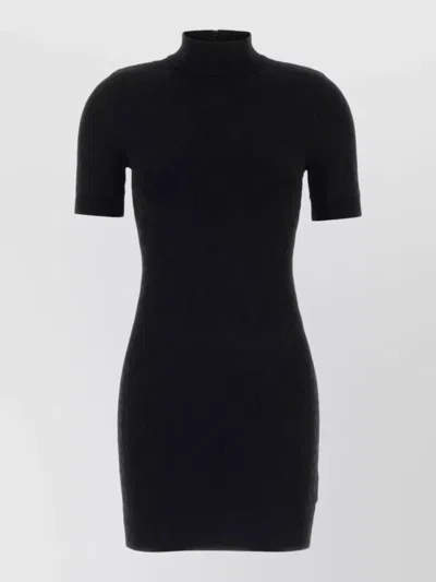 Michael Kors Knit Mini Dress Fitted Silhouette High Neck In Black