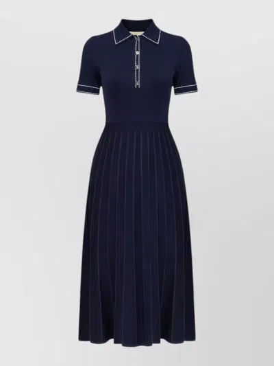 Michael Kors Knit Polo Dress Pleated Skirt Silhouette In Multi