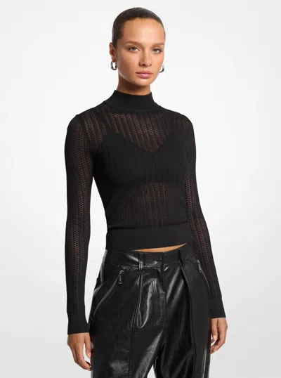 Michael Kors Knit Sheer Sweater In Black