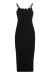 Michael Kors Viscose Blend Longuette Dress In Black