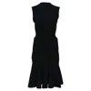 Michael Kors Knitted Midi Backless Fit And Flare Dress In Black Wool In Black