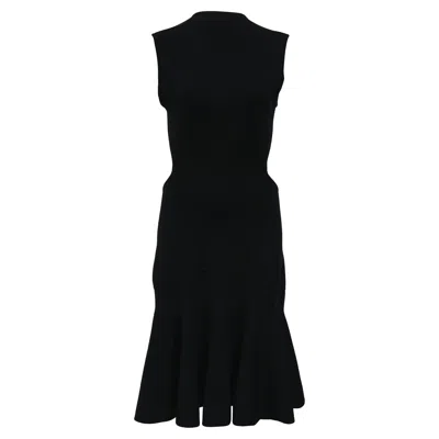 Michael Kors Knitted Midi Backless Fit And Flare Dress In Black Wool