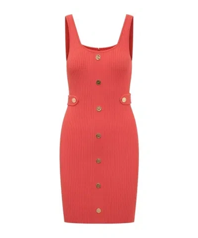 Michael Kors Knitted Midi Dress In Red