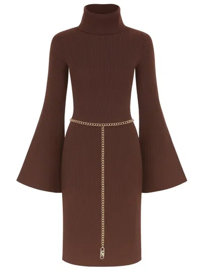Michael Kors Knitted Mini Dress In Brown