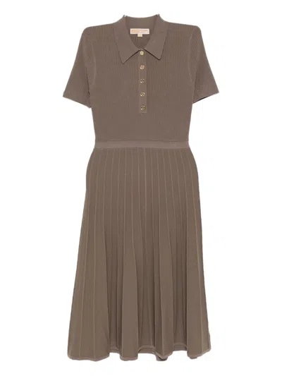 Michael Kors Knitted Polo Dress In Neutral