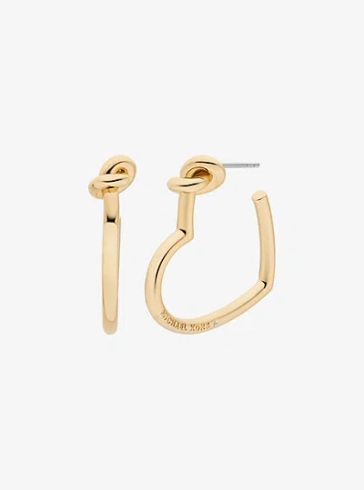 Michael Kors Knotted Heart Hoop Earrings In Gold