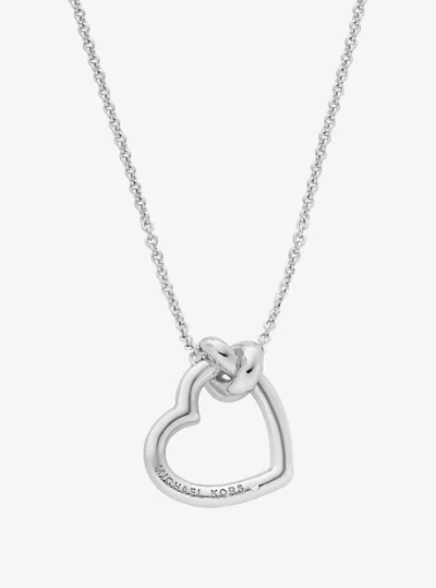 Michael Kors Knotted Heart Necklace In Silver