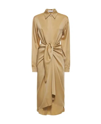 Michael Kors Knotted Mid-length Dress In Brown