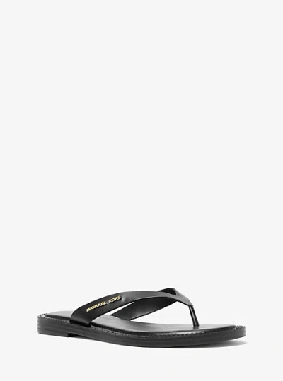 Michael Kors Koko Leather Flip Flop In Black