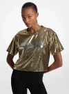 Michael Kors Kors Sequined Boxy T-shirt In Gold