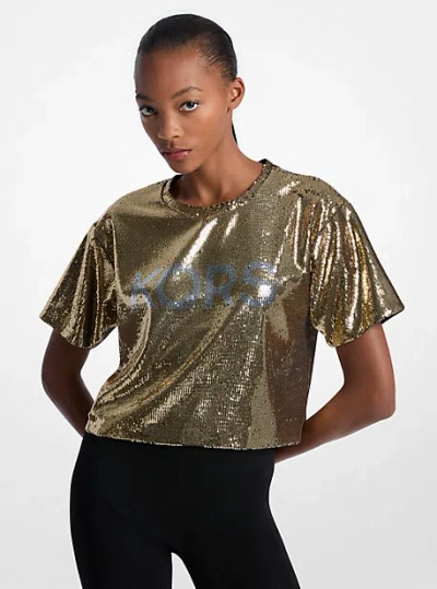 Michael Kors Kors Sequined Boxy T-shirt In Gold