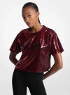 Michael Kors Kors Sequined Boxy T-shirt In Red
