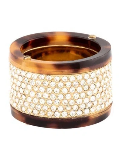 Pre-owned Michael Kors Kors Tortoise Pavé Barrel Ring In Multicolor