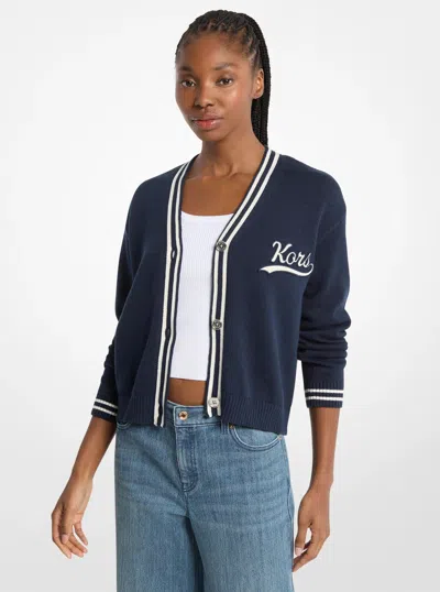 Michael Kors Kors Varsity Cardigan In Blue