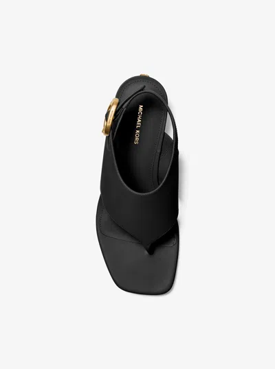 Michael Kors Kya Flex Leather Thong Sandal In Black