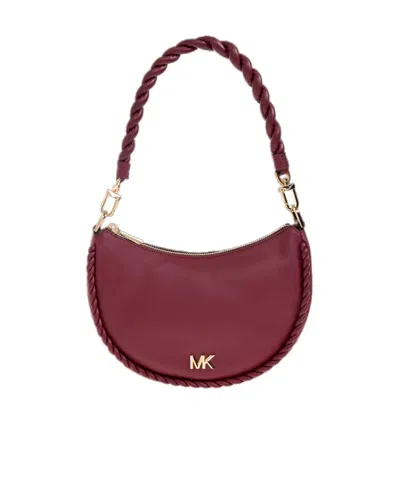 Michael Kors Kyla Braided-trim Half-moon Shoulder Bag In Red