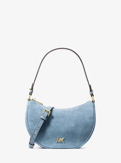 Michael Kors Kyla Small Suede Convertible Pochette In Blue