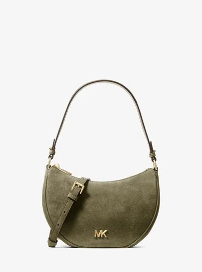 Michael Kors Kyla Small Suede Convertible Pochette In Green