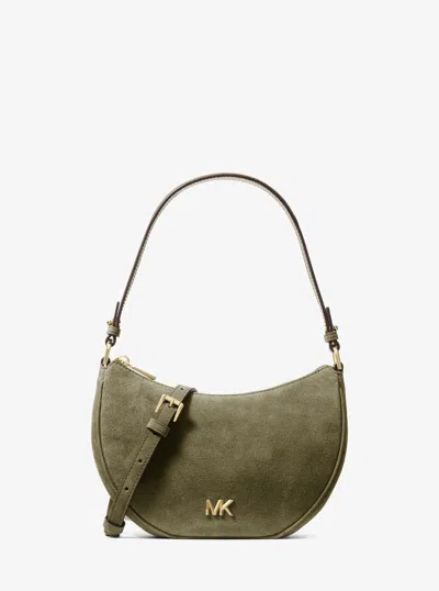 Michael Kors Kyla Small Suede Convertible Pochette In Green