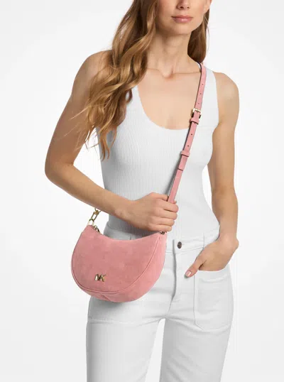 Michael Kors Kyla Small Suede Convertible Pochette In Pink