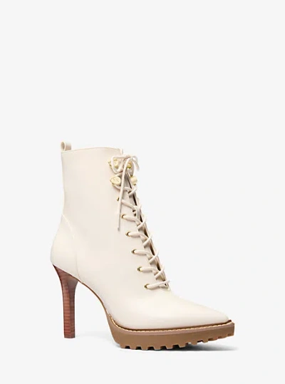Michael Kors Kyle Leather Lace-up Boot In Natural