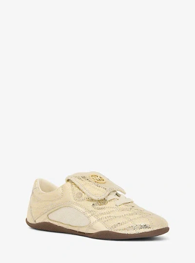 Michael Kors Kyler Metallic Crackled Suede Sneaker In Multi