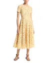 Michael Kors Flared Cotton-blend Lace Midi Dress In Parchment