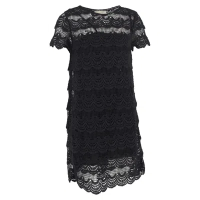 Michael Kors Lace Detail Mini Dress In Black Cotton