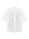 Michael Kors White Beaded Shirt With All-over Floral Embroidery In Tech Fabric Woman