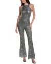 Michael Kors Lace Flare Silk-blend Jumpsuit In Gray