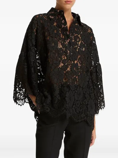Michael Kors Lace Flare-sleeve Shirt In Black