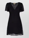 Michael Kors Lace Flared Hem Mini Dress In Black