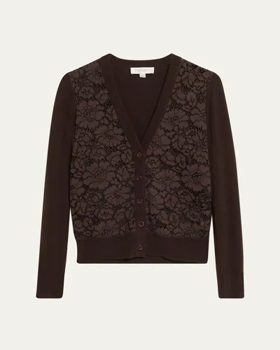 Michael Kors Lace Front Cashmere Cardigan