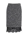 Michael Kors Lace Hem Pencil Skirt In Grey Polyester In Grey