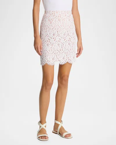 Michael Kors Lace Mini Skirt In Optic Whit