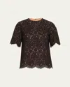 Michael Kors Lace Oversized Crewneck T-shirt In Black
