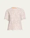 Michael Kors Lace Oversized Crewneck T-shirt In Optic Whit
